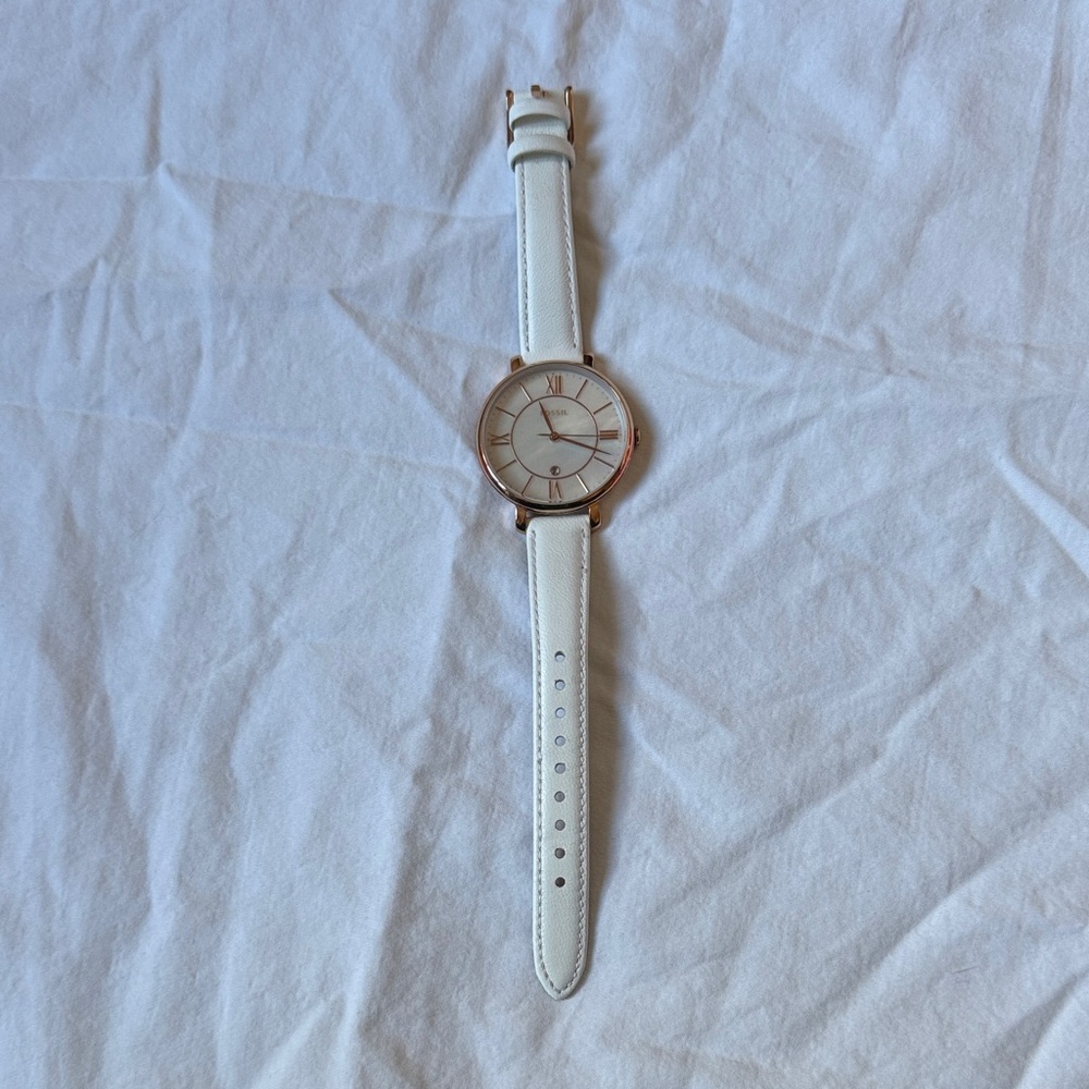 Fossil White Watch with Rose Gold Details